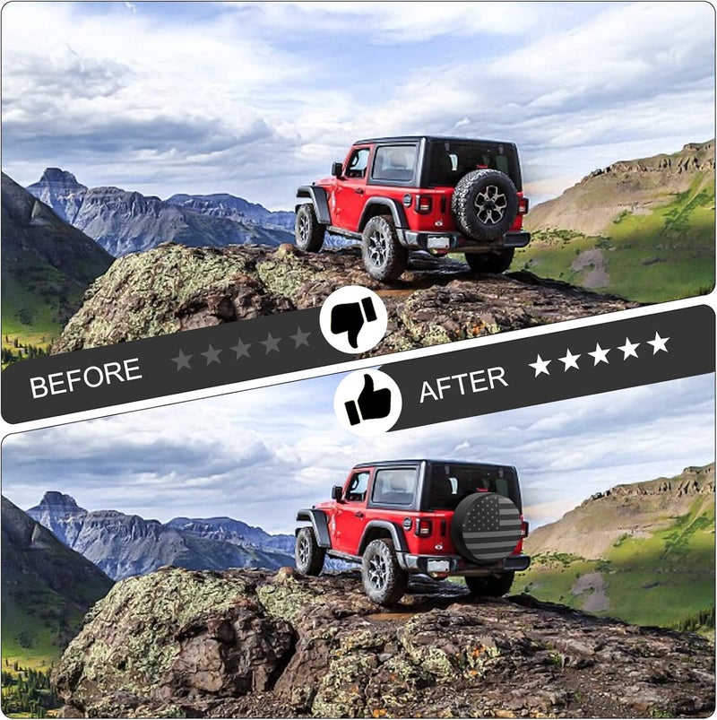 DUDSOEHO Spare Tire Cover for RV Trailer, Waterproof Leather Wheel Cover with American USA Flag, Camper Spare Tire Cover Fit for Jeep Wrangler Rv SUV Truck Travel Trailer 17" - Image 4